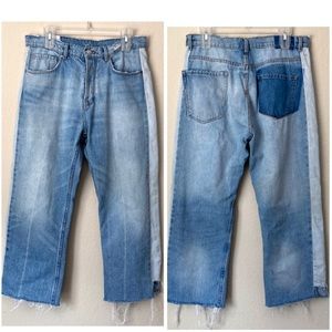 Zara Mixed Denim High Waist IX'D Makers BF Jeans